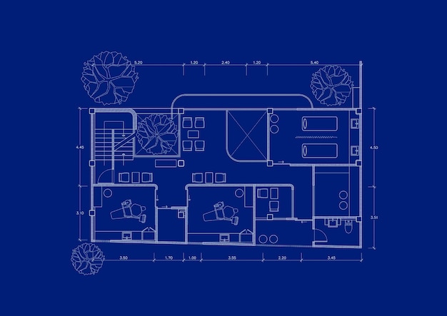 Photo floor plan designed building on the drawing