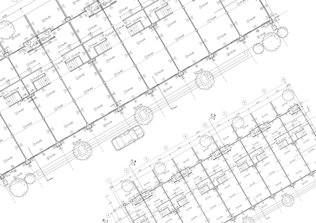 平面図は、図面上に建物を設計しました