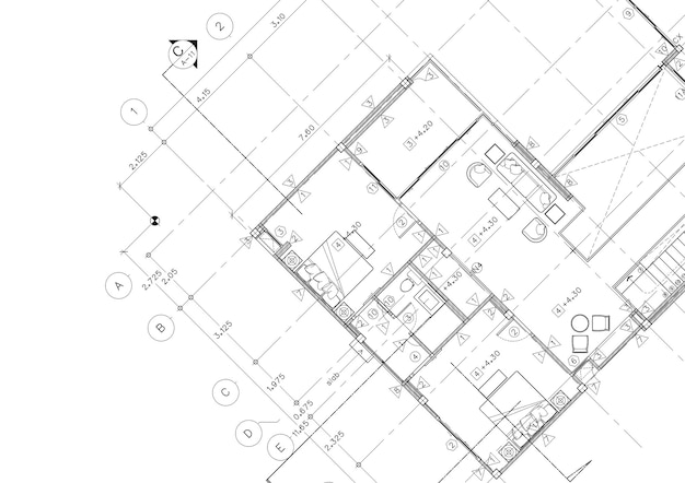 平面図は、図面上に建物を設計しました