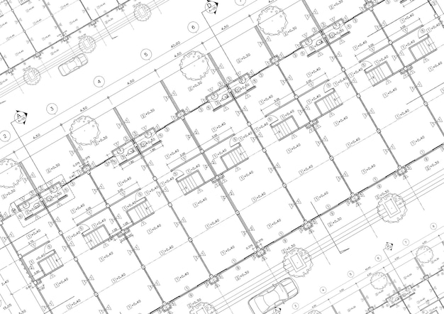 Foto pianta progettata edificio sul disegno