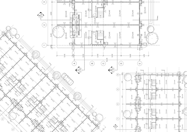 平面図は、図面上に建物を設計しました