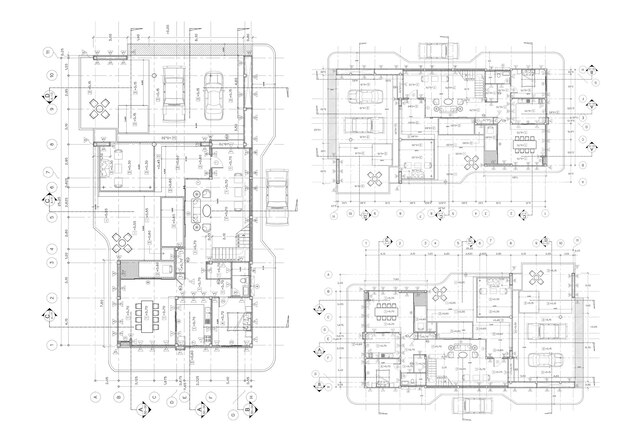 平面図は、図面上に建物を設計しました