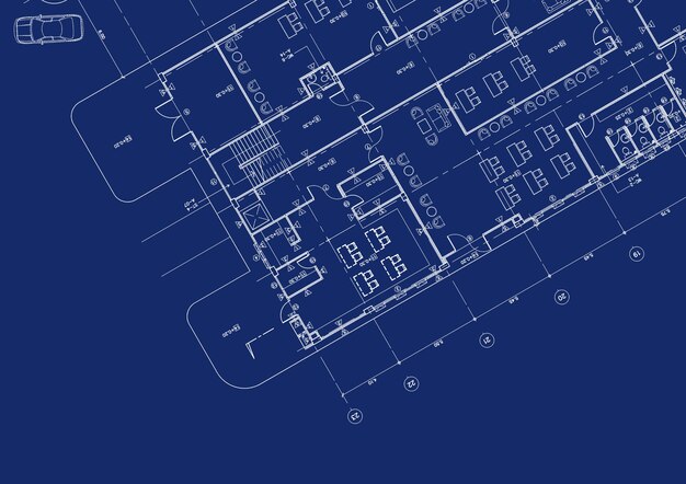 Foto pianta progettata edificio sul disegno