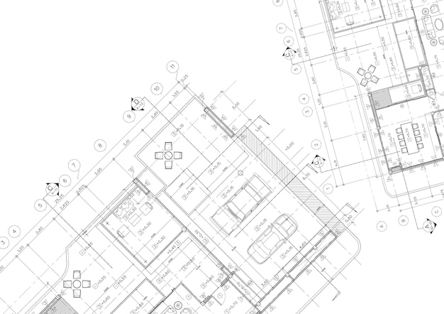 Photo floor plan designed building on the drawing