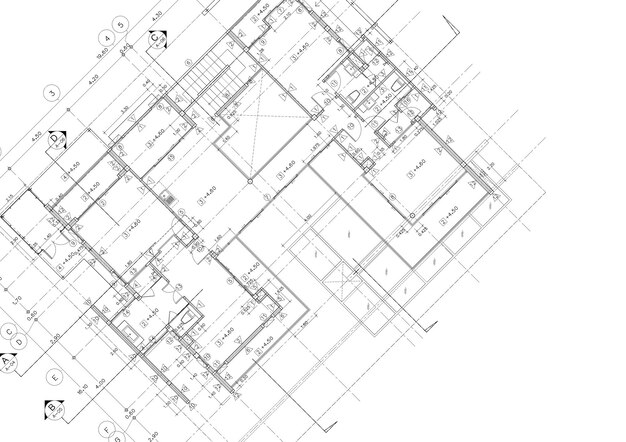 Photo floor plan designed building on the drawing