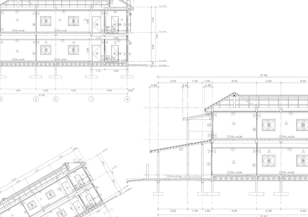 平面図は、図面上に建物を設計しました