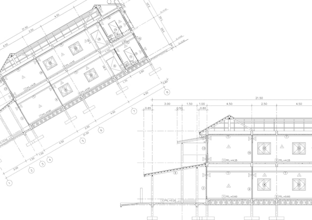 平面図は、図面上に建物を設計しました