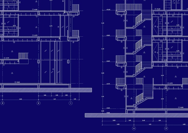 写真 図面で設計された建物のフロアプラン