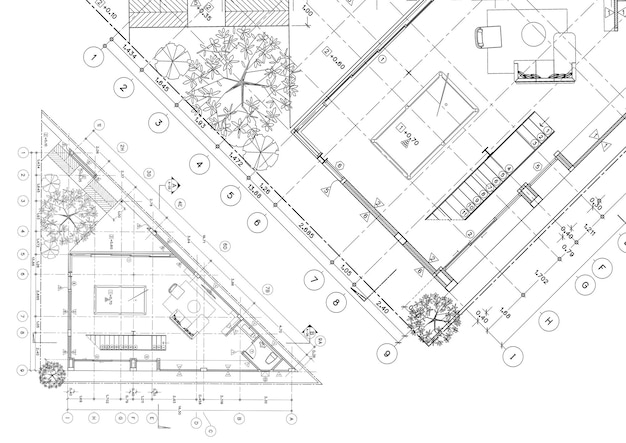 写真 図面に基づいて設計された建物の階層計画