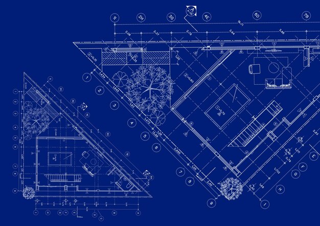 写真 図面に基づいて設計された建物の階層計画