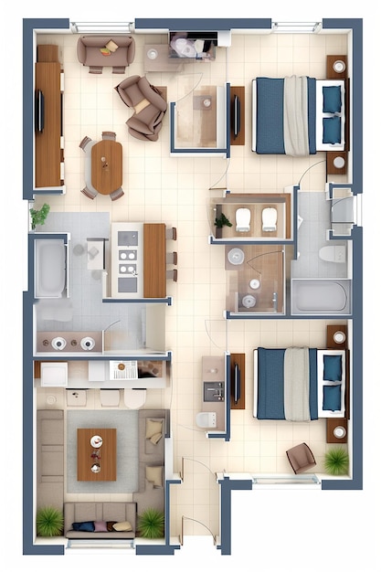 Photo floor plan for two apartment apartments