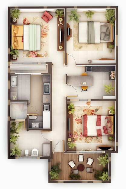 Photo floor plan for two apartment apartments