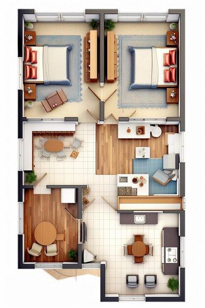 Photo floor plan for two apartment apartments