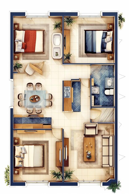 Photo floor plan for two apartment apartments