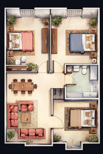 floor plan for two apartment apartments