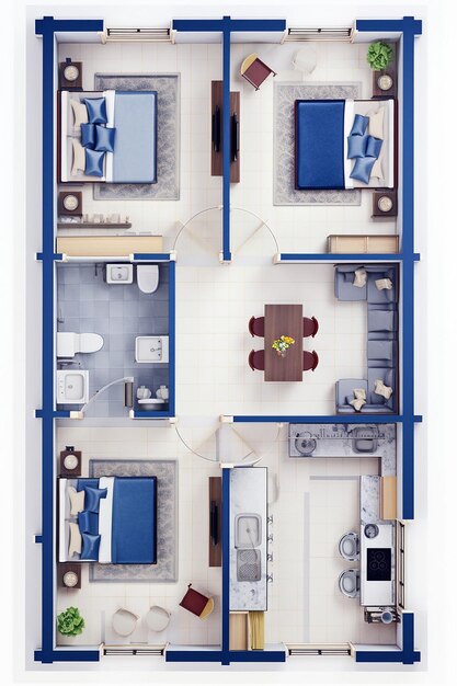 Photo floor plan for two apartment apartments