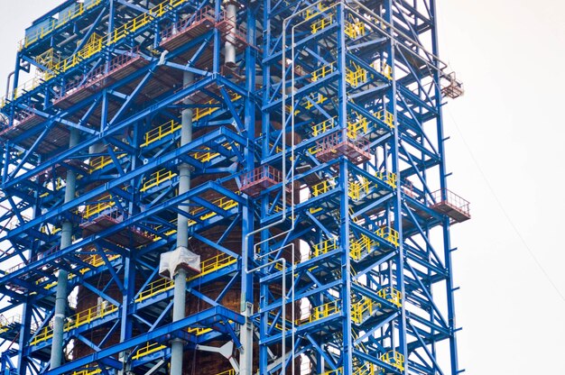 Floor stairs on a huge process unit oil refinery petrochemical plant