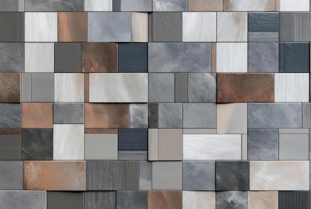텍스처 표면 처리 스타일의 회색 및 갈색 사각형이 있는 바닥 타일