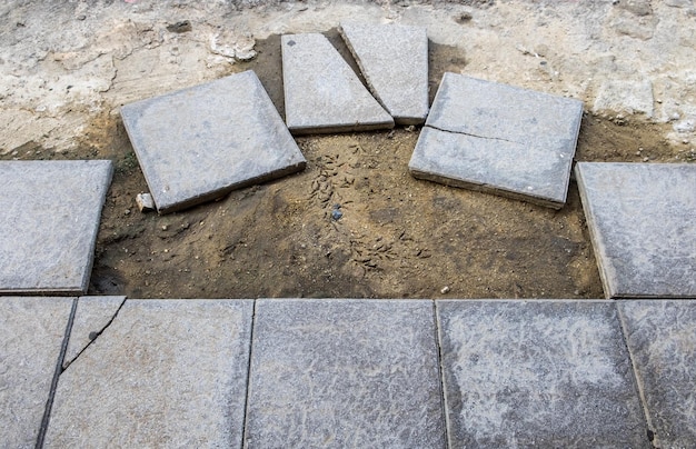 Floor tiles mortar blocks unfinished