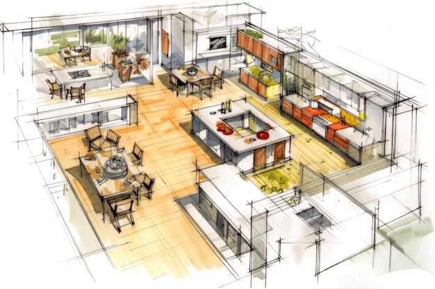 Floorplan of a new kitchen drawn by an architect