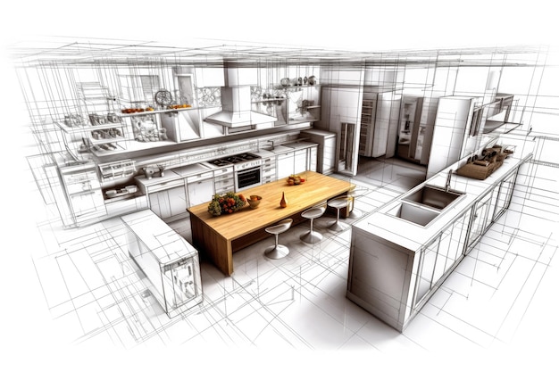 Floorplan of a new kitchen drawn by an architect