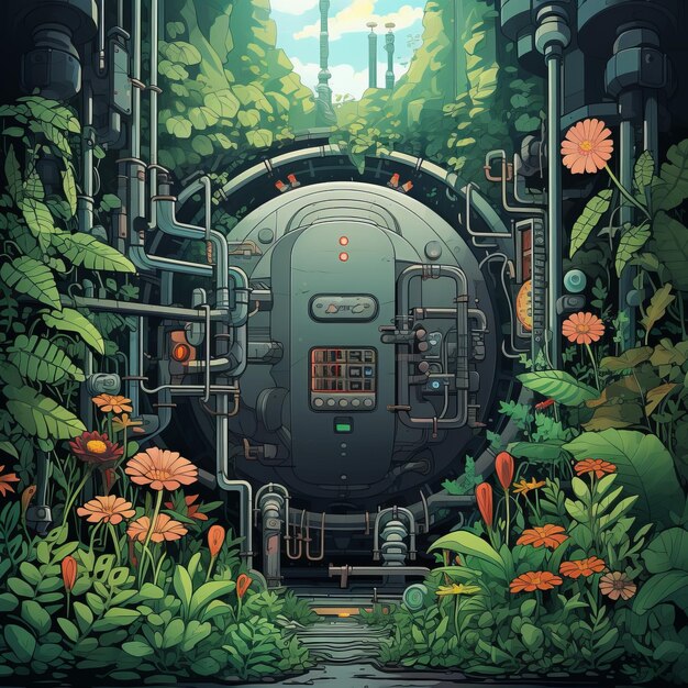 Photo the flora folly bioengineered vault in vibrant cartoonstyle