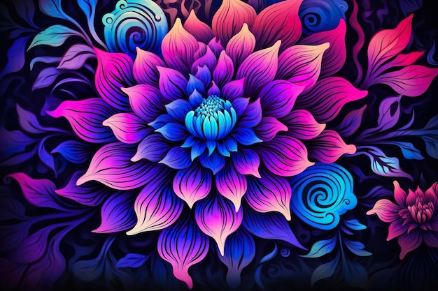 Flora neon purple pink flower background psych trippy