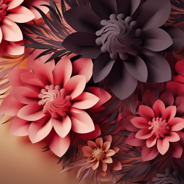 꽃 3D 효과 배경 그래픽 1