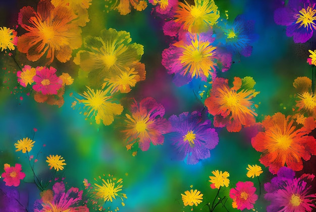 Floral abstract with textured drawing Kodachrome