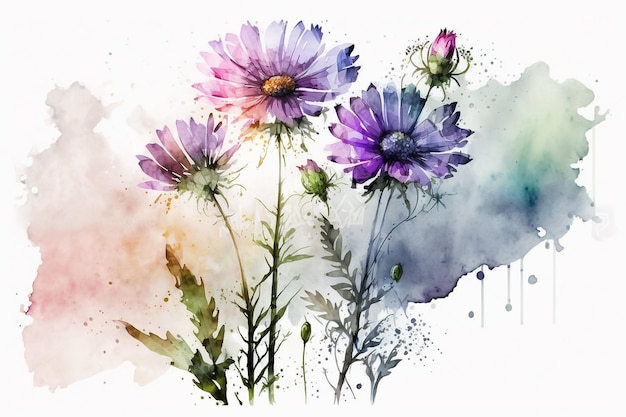 Floral Accents of dreamy watercolor flowers