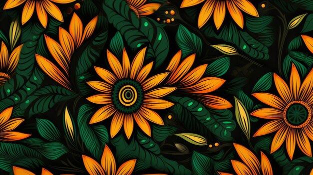 Floral African pattern illustration Vibrant Spirit of African with Authentic flowers pattern