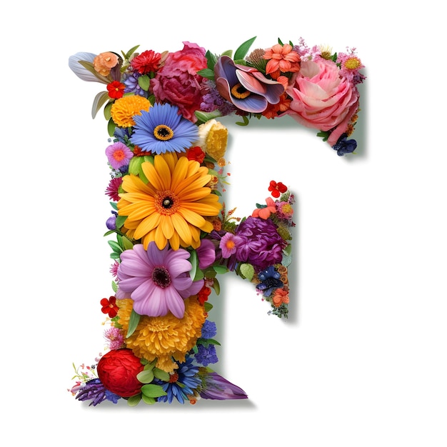 Foto floral alfabet letter f floral typografie generatieve ai gegenereerd