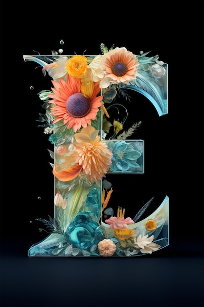 Floral Alphabet 3D Rendering