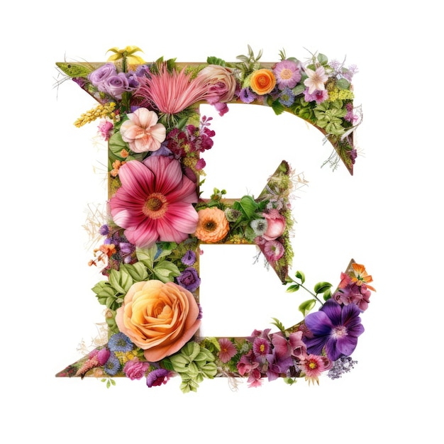 Фото Цветочный алфавит яркие растительность типография цветы растения буква е ботанический органический природа