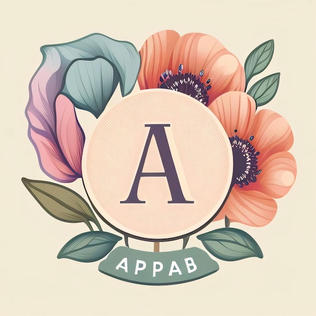 Photo floral alphabets with letter a vector illustration