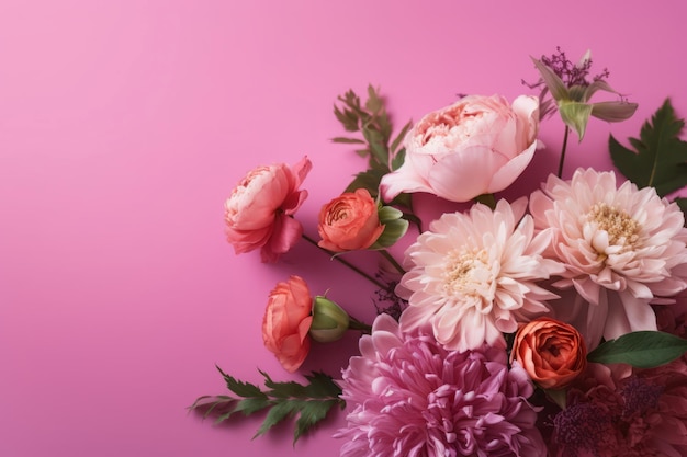 Floral arrangement pink background Color beauty Generate Ai