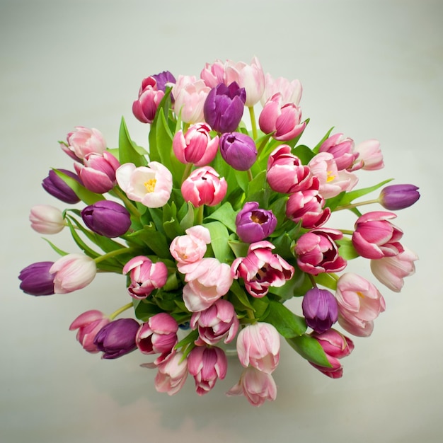 Floral arrangement with bunch of tulip flowers