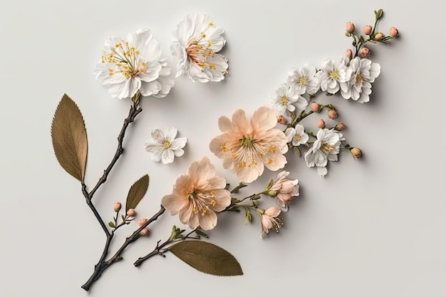 A floral arrangement with flowers on a white background