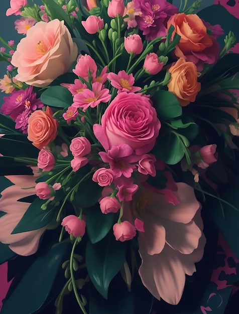 Floral arrangement with trendy colors