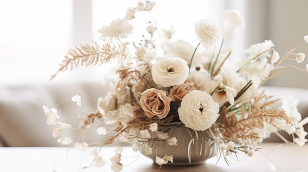 Photo floral arrangement with winter autumn or early spring botanical plants and flowers