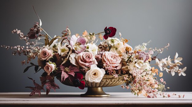 写真 冬の秋や春の初めの植物や花の花の配置