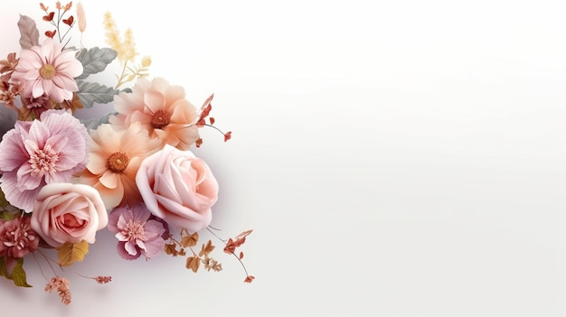 Floral art empty text space on white background