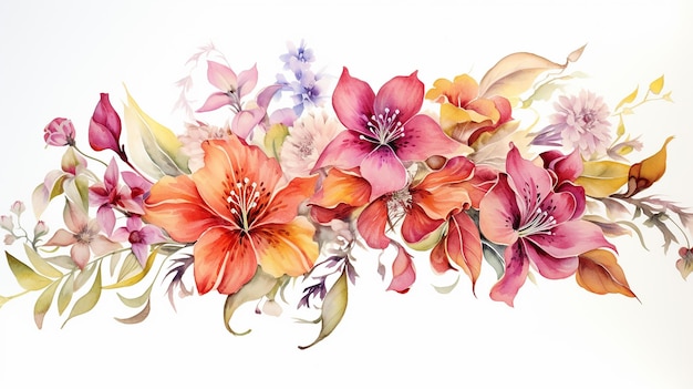 Floral art Watercolor on white isolated background