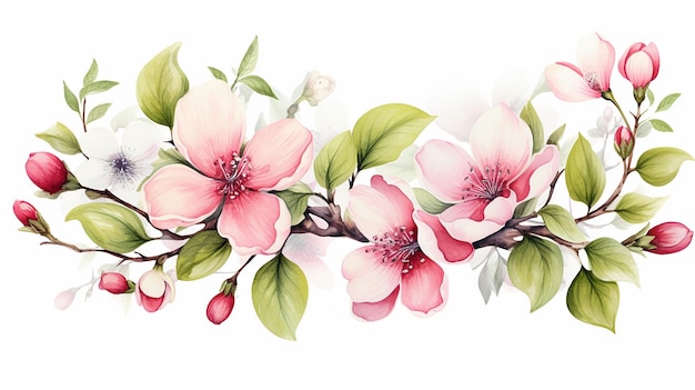 Floral art Watercolor on white isolated background