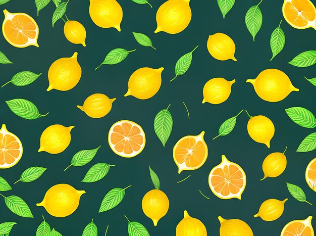 Floral artistry featuring lemons leaves in vibrant neon shades creatively rendered in a papercut style on a painted canvas Generative AI Generated