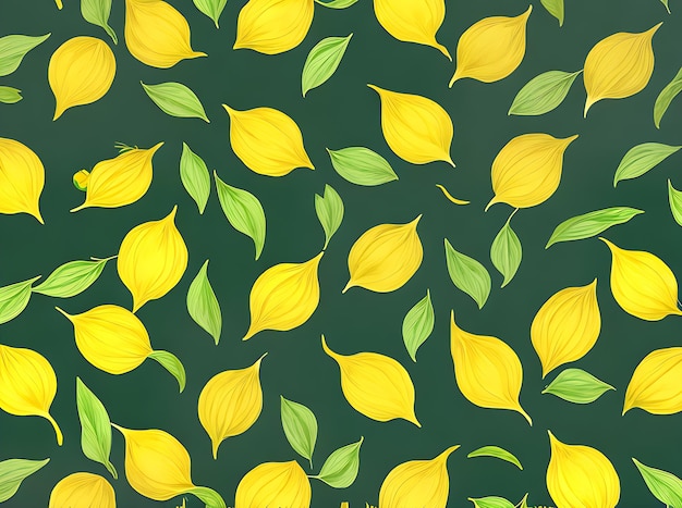 レモンと葉で装飾された花の背景 細なペーパーカットファッションで作られ 柔らかいパステル色が特徴です