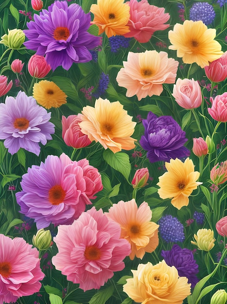 Floral backdrop vibrant realistic pastel tones