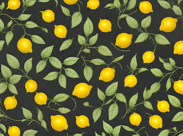 Floral background adorned by lemon and leaf motifs crafted in papercut style with a striking duotone color scheme Generative AI Generated