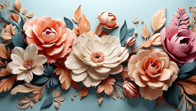 Photo floral background design with different kind of flower