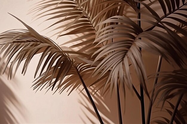 Photo floral background of palm leaves with shadow illustration for a creative project